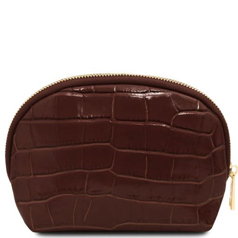 Vera - Croc print leather toiletry case